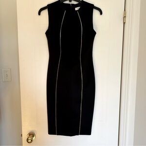 CALVIN KLEIN Knee-length Black Fitted Sleeveless Cocktail Formal Dress
